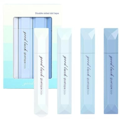 4Stück Doppelseitige Klebebandstifte,Double Sided Tape Pens,Double Sided Tape Roller,Kleberoller Doppelseitige Klebebandrolle Basteln,Doppelseitiges Punktklebebandstifte für Scrapbooking,Schule (Blau)