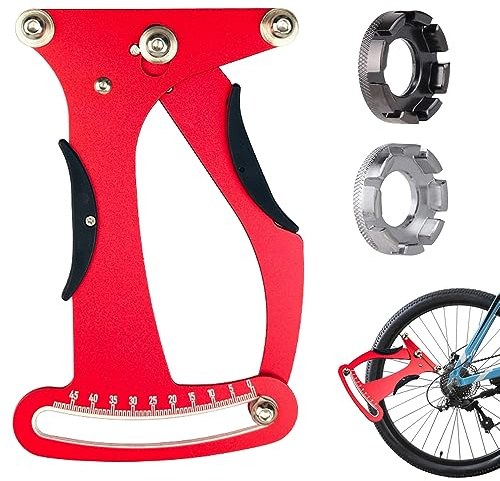 Riisoyu Speichenspannungsmesser, Aluminiumlegierung Fahrrad Speichenspanner Einstellwerkzeug mit 2 Speichenschlüssel Fahrradspeichen Tension Meter für Fahrradreifen Speichen, Rot