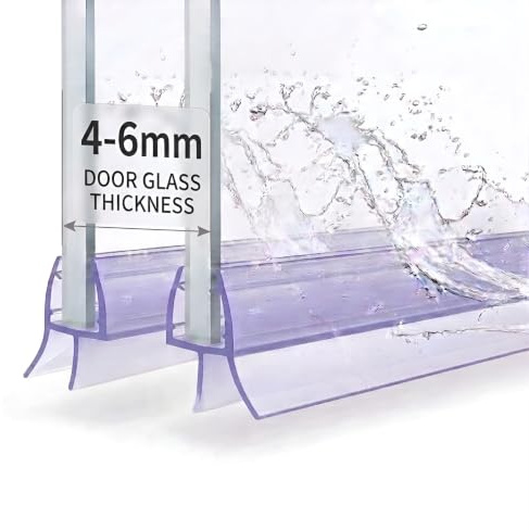 Premium Grid (4-6 mm glastür) Kunststoff-Duschtürdichtung für Glastüren - 2x 100cm Premium Spritzschutz Duschkabinen-Dichtlippe für Duschtür-Boden - Dickes Wasser-Abweisprofil für die Dusche