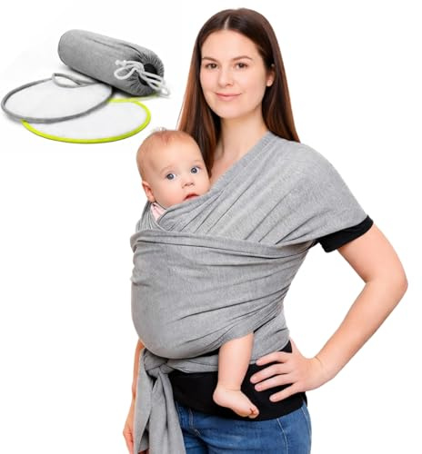 Tragetuch Baby Neugeboren (100% Made In Italy) Mit 2 Lätzchen Inklusive, Aus Bio-Baumwolle, Leicht, Atmungsaktiv, Geeignet Für Bis Zu 15 Kg