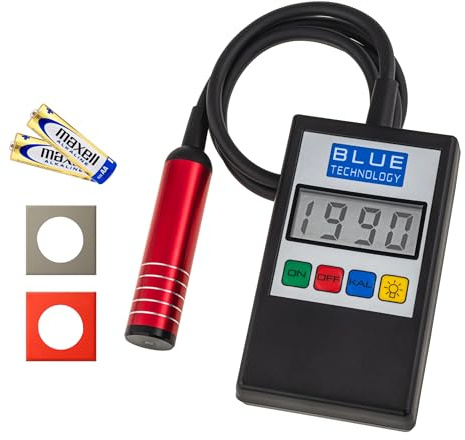 Blue Technology Schichtdickenmessgerät für Auto MGR-11-S-AL | Lackdickenmessgerät für Stahl und Alu-Karosserien | Lackmessgerät Mit Flachsonde am Kabel | Lacktester Messbereich bis 1990 µm | Made EU