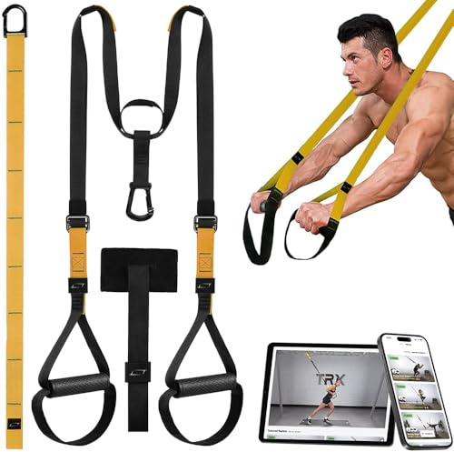 LISTHEN Verstellbare Multifunktionsgurte, Heim-Suspensionstraining, Heim-Gym-Set, Ausrüstung für Calisthenics, Fitness, Crossfit, geeignet für Liegestütze und Suspensionstraining (Gelb)