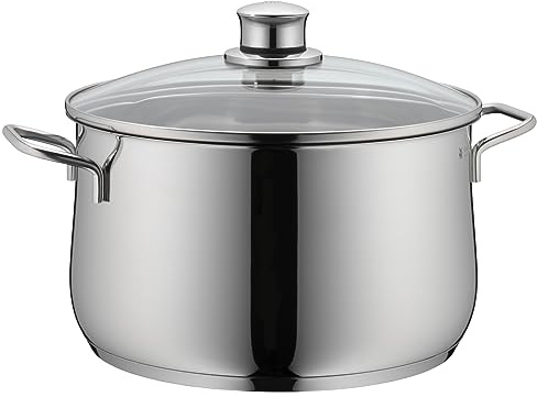 WMF Diadem Plus Kochtopf Induktion 24 cm – 6,5 l großer Fleischtopf aus Cromargan Edelstahl mit Glasdeckel, hohem Rand, spülmaschinenfest, langlebig und unbeschichtet für gesunde, leckere Mahlzeiten