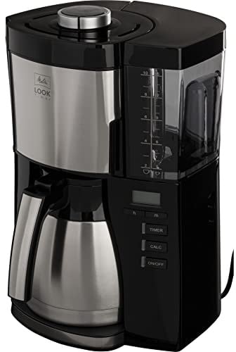 Melitta Look Therm Timer – Filterkaffeemaschine mit Thermkanne, entnehmbarem Wassertank und Timer-Funktion, für bis zu 10 Tassen Kaffee, in Schwarz/Edelstahl