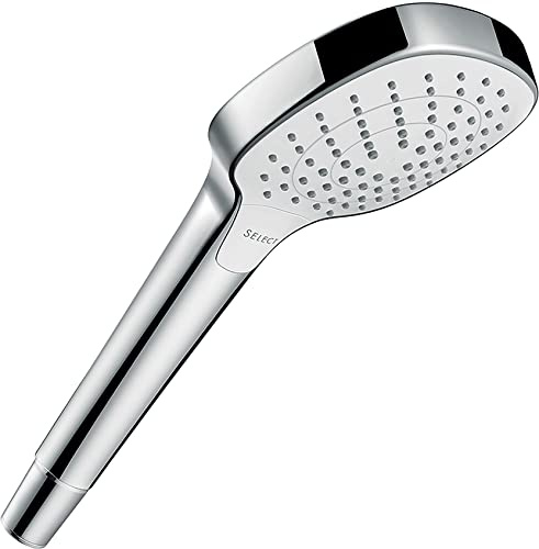 hansgrohe Croma Select E - Duschkopf, Handbrause mit 3 Strahlarten, Duschbrause (110 x 110 mm), Brausekopf mit Antikalk-Funktion, Chrom, 26812400