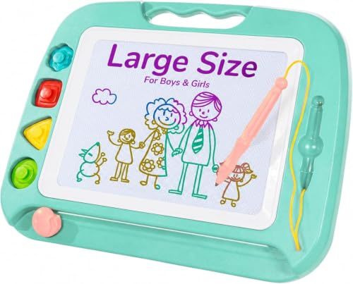 SGILE Große Magnetische Maltafel Zaubertafel Kinder, Magnet Magnettafel mit 4 Stempeln, Kreatives Spielzeug ab 2 Jahren, Geschenk für Jungen & Mädchen 1 2 3 4 Jahre, 42 x 32 CM, Grün