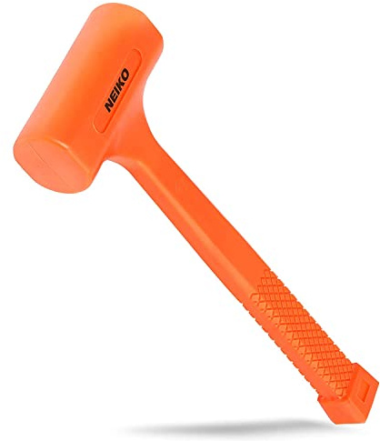 Neiko 02847A 2 LB Dead Blow Hammer, Neon Orange I Unibody Molded | Checkered Grip | Spark and Rebound Resistant