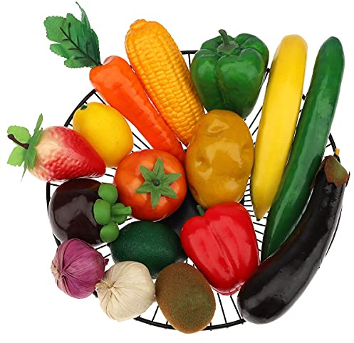 Meiwlong 16 Pcs Künstliches gemüse, Plastik Gemüse und Obst deko, Künstliche Obst und Gemüse Für Dekoration