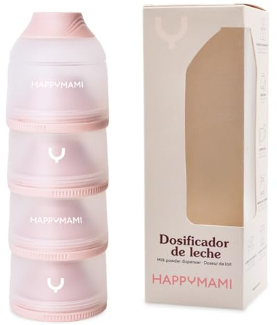 Milchpulver-Portionierer oder Getreidedosierer, Farbe Pastell-Aquamarin, 4 tragbare Fächer mit je 360 ml, leicht zu transportieren, einfache Öffnung, antihaftbeschichtete Innenfläche. (Seidenrosa)