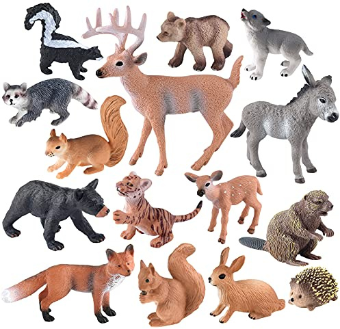 ELECLAND 15 Stück Wald Tierfiguren und Kreaturen - Miniatur Figuren für Kinder Geburtstagsdekoration, Weihnachtsfeier und Kuchen Topper