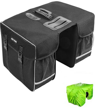 JOLY FANG Gepäckträgertasche, Fahrradtasche für Gepäckträger, Fahrrad Doppeltasche Wasserdicht, Reißfeste Fahrrad Reisetasche mit Regenschutz, 30L