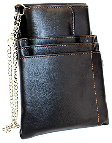 Elrozo Kellnerbörse Set Kellnergeldtasche Kellnerportemonnaie Kellnertasche Gastro Taxi-Geld-Börse-Portemonnaie mit Holster-Steck-Tasche und Kette