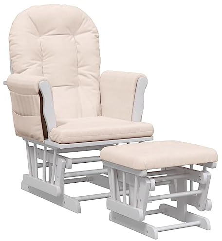 vidaXL Schaukelsessel mit Hocker Schaukelstuhl Relaxsessel Relaxstuhl Schwingsessel Sessel Stuhl Stillstuhl Wohnzimmer Gleitend Hellrosa Stoff