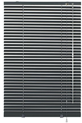 Deco Company Alu-Jalousie ohne Bohren, Zum Klemmen, Inkl. Klemmträgern, Sichtschutz, Lichtschutz, Blendschutz, Aluminium-Jalousie, Schiefer, 75 x 130 cm
