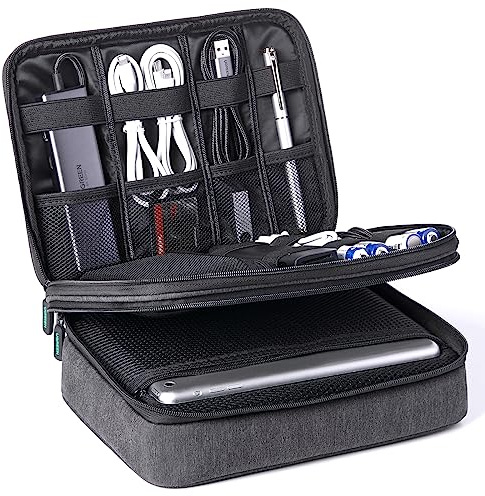 UGREEN Elektronik Reise Kabeltasche universal Travel Cable Organizer Electronics Accessories Case 2 Schicht große Elektronische Zubehör Tasche für Kabel, Ladegerät, Powerbank, Tablet