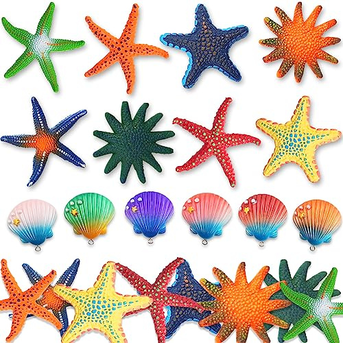 Hpbaggy 14 Stück Seestern Unterwasser für Kinder, Gummi Meerestiere