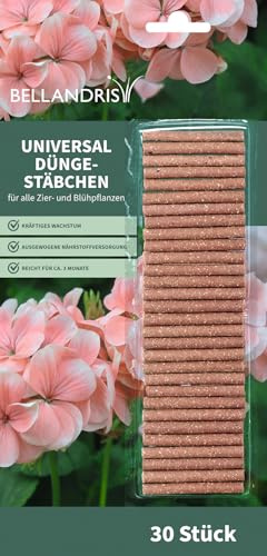 Bellandris Universal Düngestäbchen 30 Stück - Organische Düngestäbchen für eine einfache und gezielte Düngung verschiedener Pflanzen während der gesamten Wachstumsperiode.
