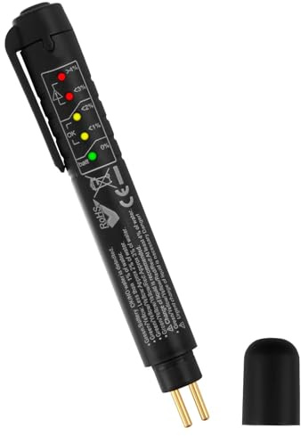 Bremsflüssigkeitstester, Bremsflüssigkeitsprüfer Brake Fluid Tester Bremsflüssigkeit Tester Prüfgerät Stift für Bremsflüssigkeiten mit 5 LED Anzeige DOT3 DOT4 DOT5 für Auto Fahrzeug
