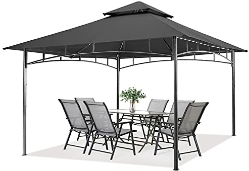 MASTERCANOPY 3,3 x 3,3 m Doppeldach Gartenpavillon für Garten, Hof, Dunkelgrau