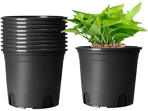 KAHEIGN 10Pcs Blumentöpfe Kunststoff Pflanztöpfe Rund Φ19,5 cm Höhe: 14cm Plastikblumentöpfe Atmungsaktive Pflanztöpfe Pflanzgefäßen Übertöpfe für Innen- und Außenbereich (Schwarz)
