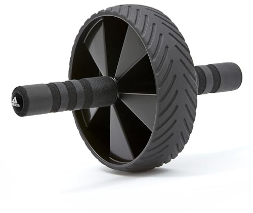 adidas Bewegungsrad Ab Wheel für effektives Bauchmuskeltraining – Stabiles Fitnessgerät, Ergonomisches Design, Heimtraining & Fitness, Schwarz