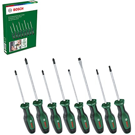 Bosch Schraubendreher-Set, 8-teilig (Hochwertiger Schraubenzieher- Satz für Heimwerker; erstklassiger S2-Stahl; Softgrip; magnetische Spitze)