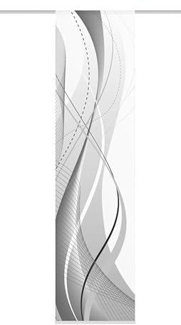 Home Fashion 87152-703 Schiebevorhang Digitaldruck Carlisle, Dekostoff Seidenoptik, 245 x 60 cm, grau