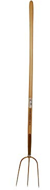 SHW-FIRE Streugabel mit 3 Zinken, Gr.26 x 20cm Schienenzwinge und Holzstiel | Für Garten, Feld & Landwirtschaft | Heu, Stroh & Grasschnitt bewegen | Gebogener Eschenstiel für rückenschonendes Arbeiten