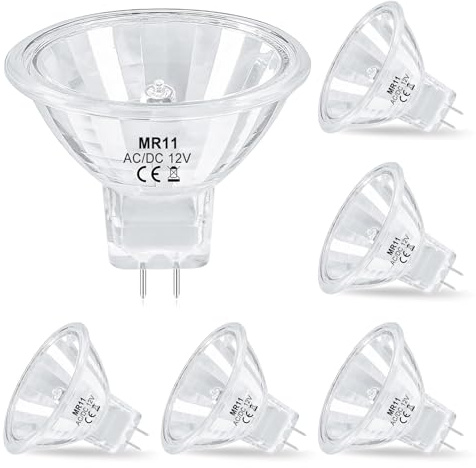 EASYIVY MR11 Halogenlampen 12V 35W Dimmbar, GU4 Halogen Spot Glühbirne mit Glasabdeckung Warmweiß 2700K, 35mm Durchmesser Reflektor Strahler MR11 für Einbauleuchten, Landschaftsbeleuchtung, 6 Stück