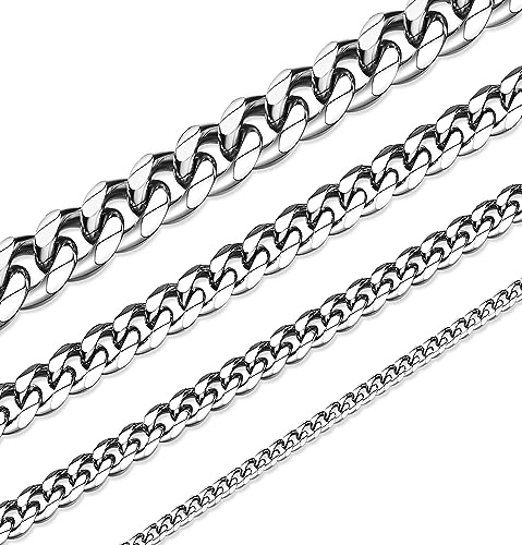 XIRUVE Breite 3mm/5mm/7mm/10mm, Länge 36-76cm Wählbar Klassische Massiv Panzerkette Herren Damen Edelstahl Halskette