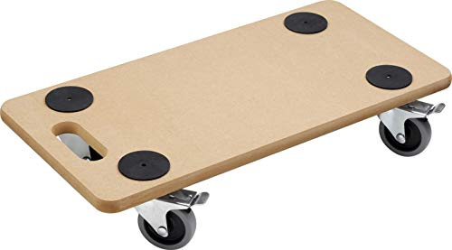 Meister Transportroller 590 x 290 mm - 200 kg Tragkraft - MDF-Platte - TPE-Räder/Möbelroller mit Bremse/Transporthilfe für Umzug/Rollwagen für Möbel-Transport/Kistenroller aus Holz / 821390