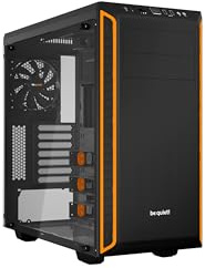 be quiet! Pure Base 600 Window Orange PC-Gehäuse, 2X Pure Wings 2 Lüfter, Radiatoren bis 360mm, 3-stufige Lüftersteuerung, Seitenfenster aus Temperglas