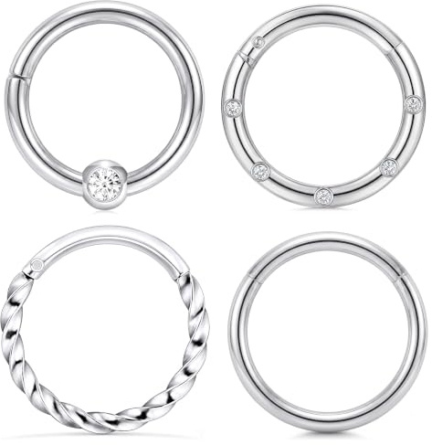 Crdifu 2/3/4 Stk. Nasenring Clicker 8mm Edelstahl Segment Tragus Lippe Helix Nase Piercing Ring