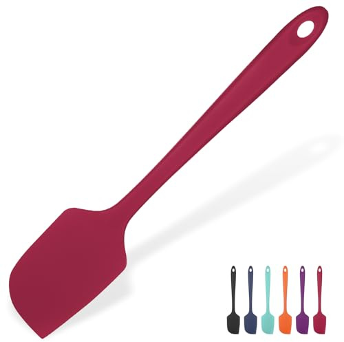 315℃ Hitzebeständiger Großer Silikon Spatel: U-Taste Antihaft Flexibler Nahtloser Teigschaber, Backen Kochen Silikon Küchenutensilien mit Nylonkern zum Mischen Rühren Schaben (29cm, Rot)