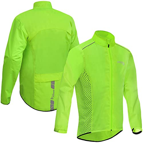 Brisk Bike Fahrrad Regenjacke Herren leichte und wasserdichte Fahrradregenjacke gut sichtbare lange Ärmel Fahrradjacke Herren