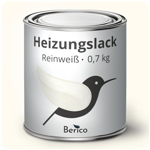 Berico Heizkörperlack - 0,7 Kg - Klassisches Weiß (ähnl. Reinweiß RAL 9010) - BE 400 Heizungslack, Heizungsfarbe, Heizkörperfarbe, Acryllack