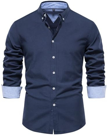 Hemd Herren Langarm Herbsthemd Regular Businesshemd Herren Freizeithemd Regular Fit Men Shirts Freizeithemd