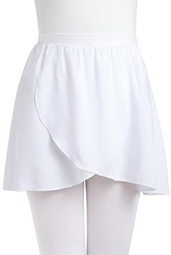 Soudittur Ballettrock Mädchen Weiß zum Überziehen Wickelrock aus Transparentem Chiffon Tanz Rock für Kinder und Damen (S)