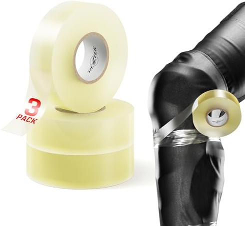 Rezztek Hockey Clear Schienbeinschoner-Tape, 2,5 cm x 25 m (3er-Pack) – Transparentes Hockey-Tape – Hockeysocken-Tape – Dehnbar und reißfest – Langlebig