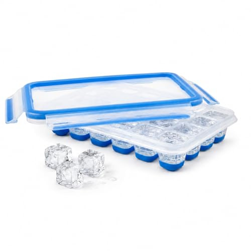 EMSA Clip & Close Frischhaltedose, Eiswürfelform, 22,6 x 16,5 x 4,9 cm, flexibler Boden, Aufbewahrungsbox, 100 Prozent dicht, spülmaschinen-, gefrier-, mikrowellenfest, Blau, Made in Germany, 514549