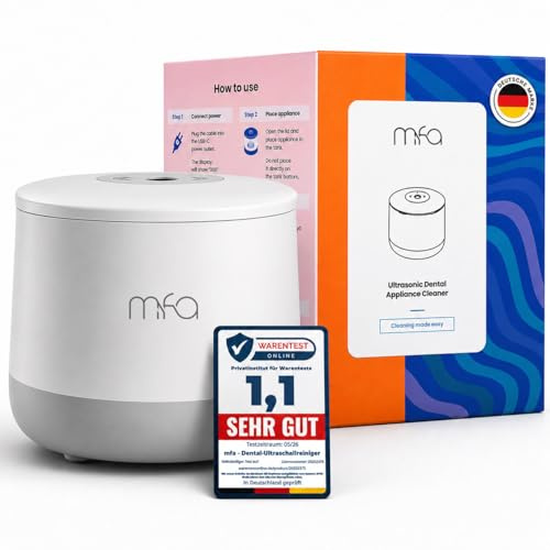 mfa Ultraschallreinigungsgerät für Zahnprothesen, Zahnspangen, Zahnschienen, Retainer, Aligner, Zahnersatz & Aufbissschienen | Ultraschallreiniger für zahnärztliche Geräte | Ultrasonic Dental Cleaner