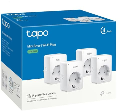 Tapo P100 WLAN Smart Steckdose 4er Pack, Smart Home WiFi Steckdose, Alexa Zubehör, funktioniert mit Alexa, Google Home, App gesteuert, Sprachsteuerung, Fernzugriff, Kein Hub notwendig