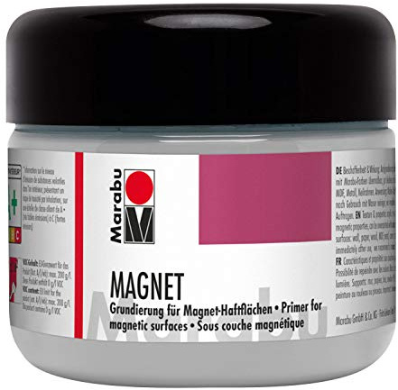 Marabu 12740025815 - Magnetfarbe, Acrylgrundierung für magnetische Flächen, 225 ml grau, nach Trocknung übermalbar, speichelecht, wasserfest und lichtecht, für ca. 0,75 m²
