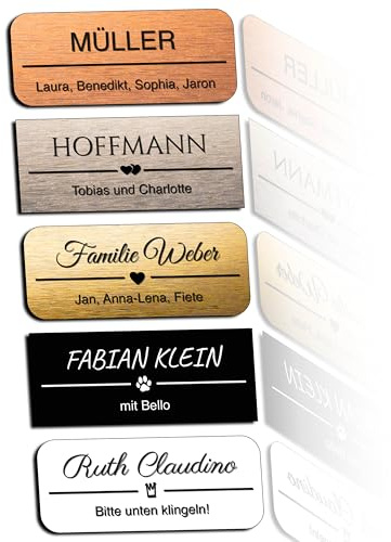 FILIGRAVO Klingelschild - selbstklebendes Schild für Haustür und Briefkasten - wetterfestes Klebeschild graviert mit Name - Türschild MADE IN GERMANY (1)
