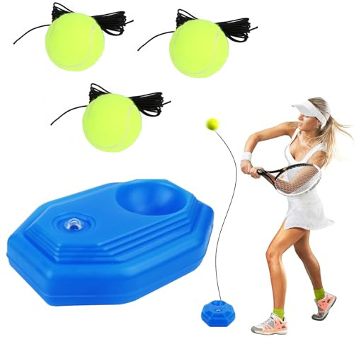 SUPRROW 3 Stück Tennis-Trainer Tennistrainer Set,Tennis Trainer Einfach Zu Bedienen,Tennisball Trainer Baseboard Set mit 3 Rebound Ball und Gummiband für Erwachsene Kinder Anfänger