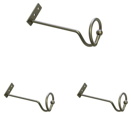 Gardinia Drapierhaken, 1 Paar, Zum Drapieren von Gardinen und Vorhangstoffen, Inkl. Befestigungsmaterial, Metall, Silber-matt (Packung mit 3)