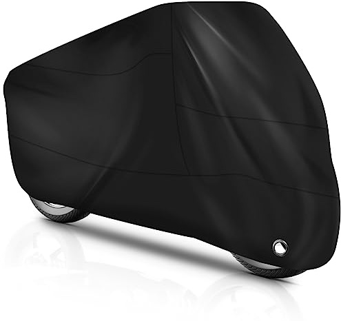 Brencco Motorrad Abdeckplane, wasserdichte und UV-Beständige Abdeckplane für den Außenbereich, Motorradabdeckung aus 210D Polyester, 245 * 105 * 125cm