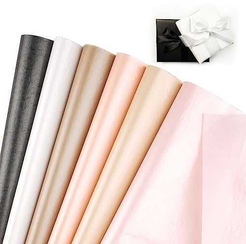 Metallic Seidenpapier，60 Blatt 50x35cm Geschenkpapier Verpackungsmaterial | Bunt Verpackungspapier, Bastelpapier zum Erstellen von Pompons, Blumen,Tischdekoration,Füllmaterial Geschenktüte, Tissu Paper