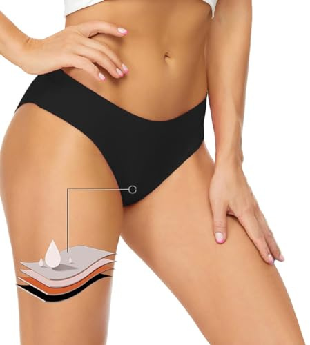 Runmeihe Perioden Hose zum Schwimmen, Bikini Perioden Badebekleidung, Auslaufsichere Menstruationsunterwäsche für Mädchen Teenager Frauen (DE/NL/SE/PL, Numerisch, 34, 36, Regular, Regular, Schwarz)