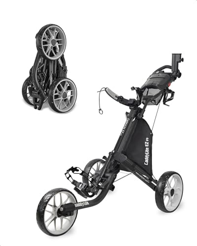 CaddyTek Caddylite EZ V8 – EZ-Fold Golftrolley mit 3 Rädern, zum Schieben, zusammenklappbar, CaddyLite EZ Version 8 Dark Grey, dunkelgrau, Einheitsgröße